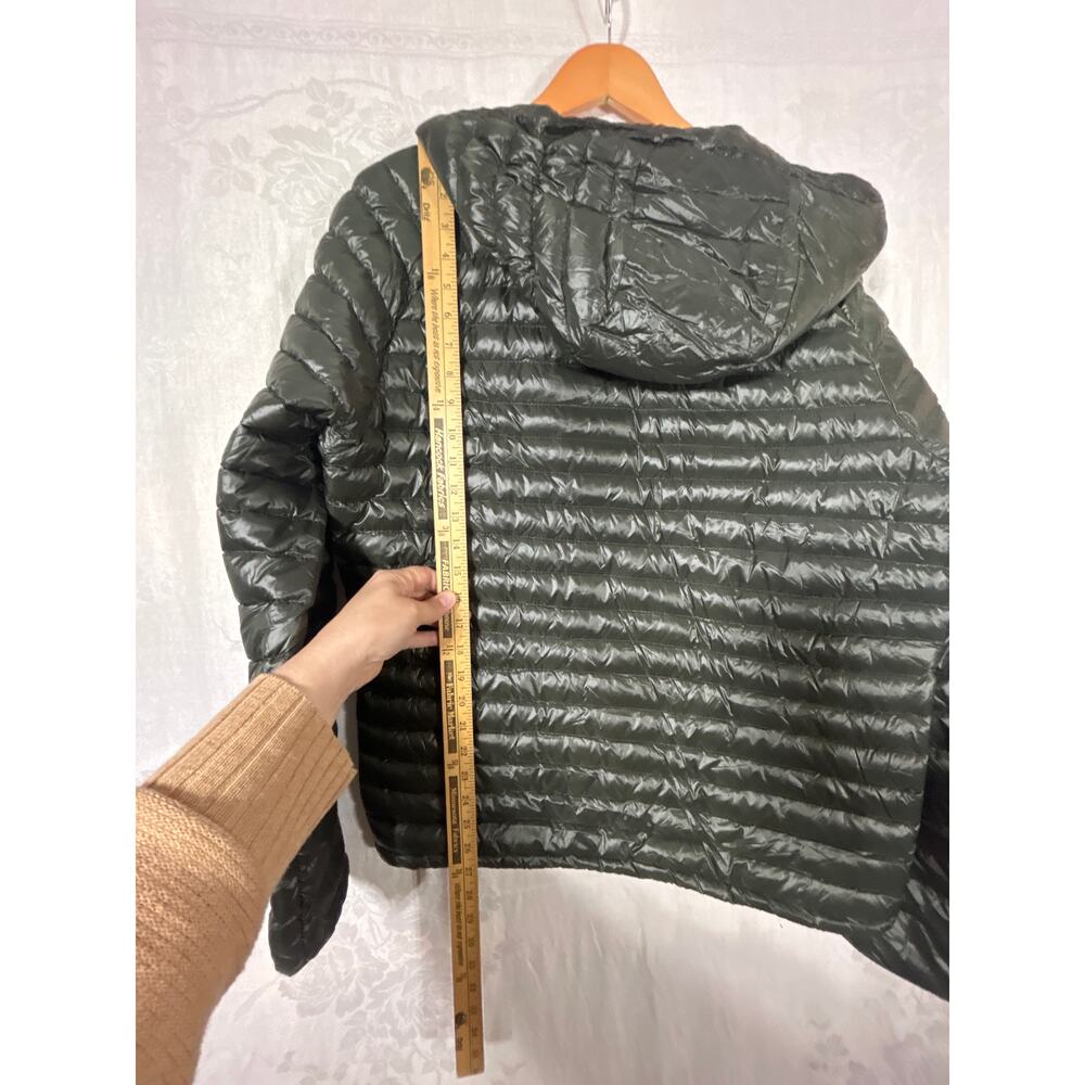 Abercrombie Fitch Jacket XL Full Zip Army Green Down Filled Quilted Hood Puffer - Picture 14 of 16